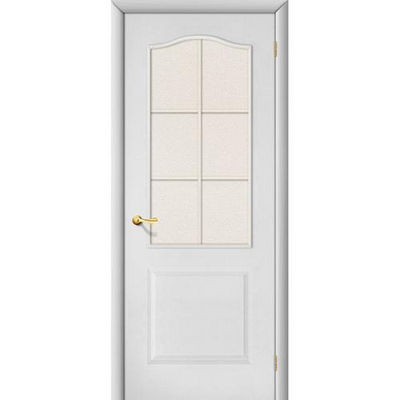 Дверь межкомнатная ламинированная, коллекция 10, Палитра, 2000х600х40 мм., остекленная, СТ-Хрусталик, белый (Л-23)
