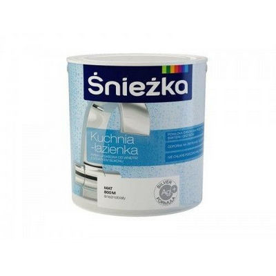 Краска для стен и потолков с добавкой серебра биостатическая Кухня-Ванная 1 л., белая сатин Sniezka (Снежка)