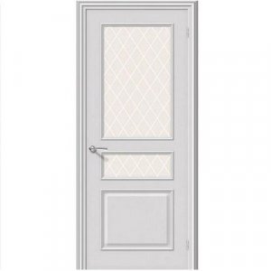 Дверь межкомнатная эмалированная коллекция Fix, Опера, 2000х600х40 мм., остекленная, СТ-Кристалл, Белый (К-33)
