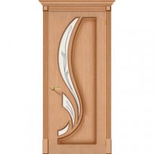 Дверь межкомнатная шпонированная коллекция Стандарт, Лилия, 2000х800х40 мм., остекленная Сатинато, дуб (Ф-01)