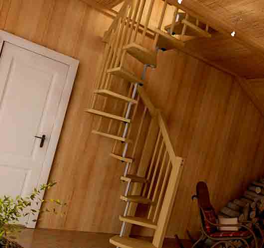 Лестница для чердака из дерева