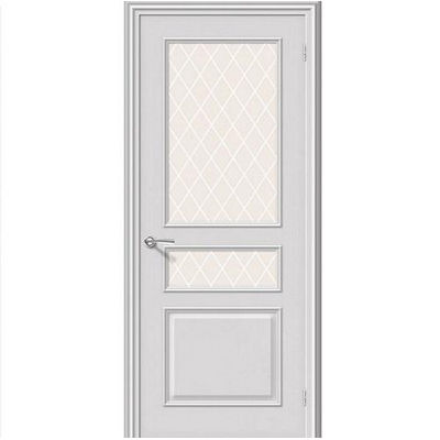 Дверь межкомнатная эмалированная коллекция Fix, Опера, 2000х900х40 мм., остекленная, СТ-Кристалл, Белый (К-33)