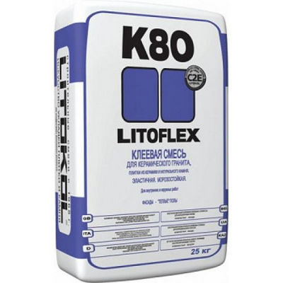 Плиточный клей LitoFlex К80, серый, 25 кг. Litokol (Литокол)
